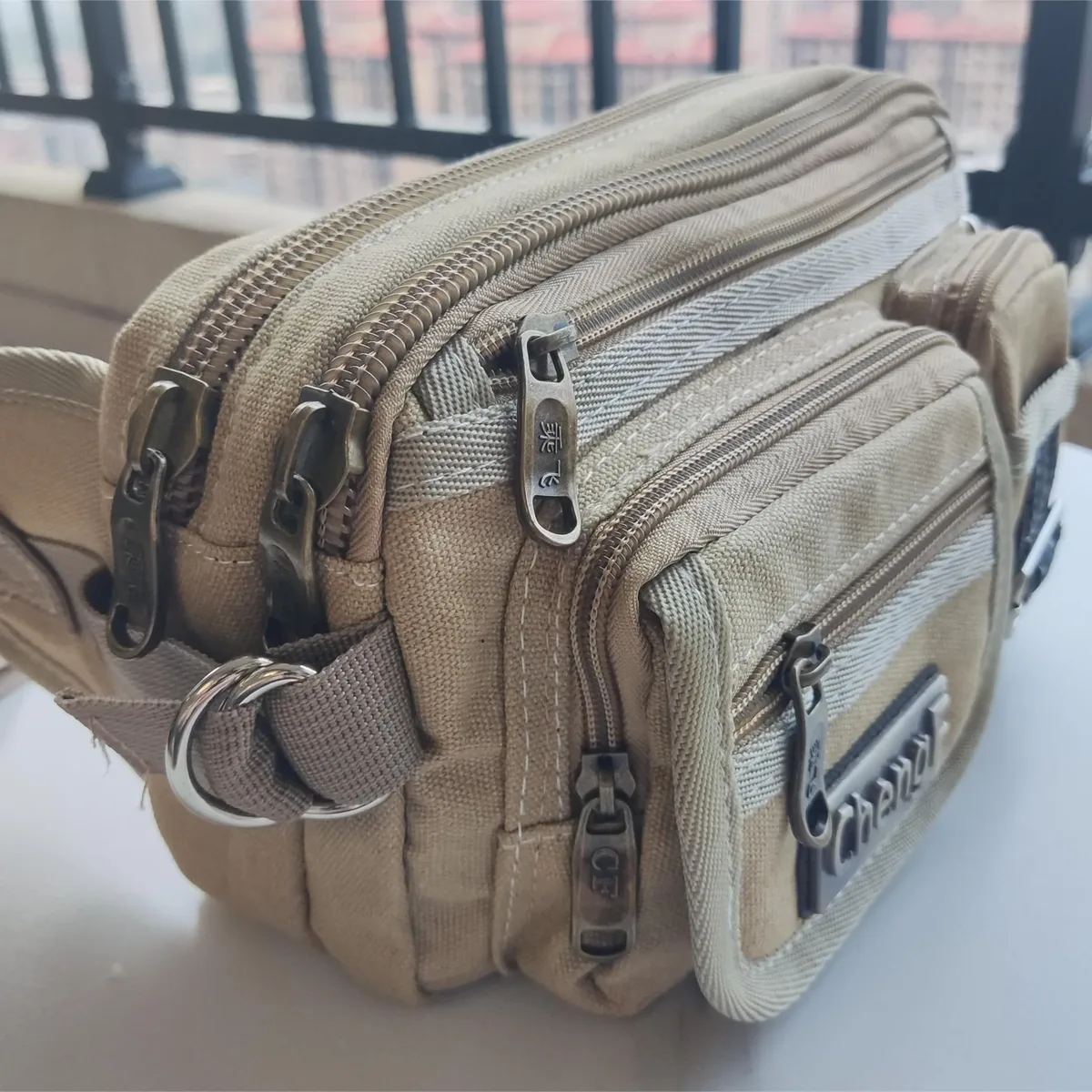 sac de taille multicouche à fermeture éclair à la mode, sac banane de poitrine rétro basique en toile, sac à bandoulière de sport pour hommes, poche pour téléphone de course
