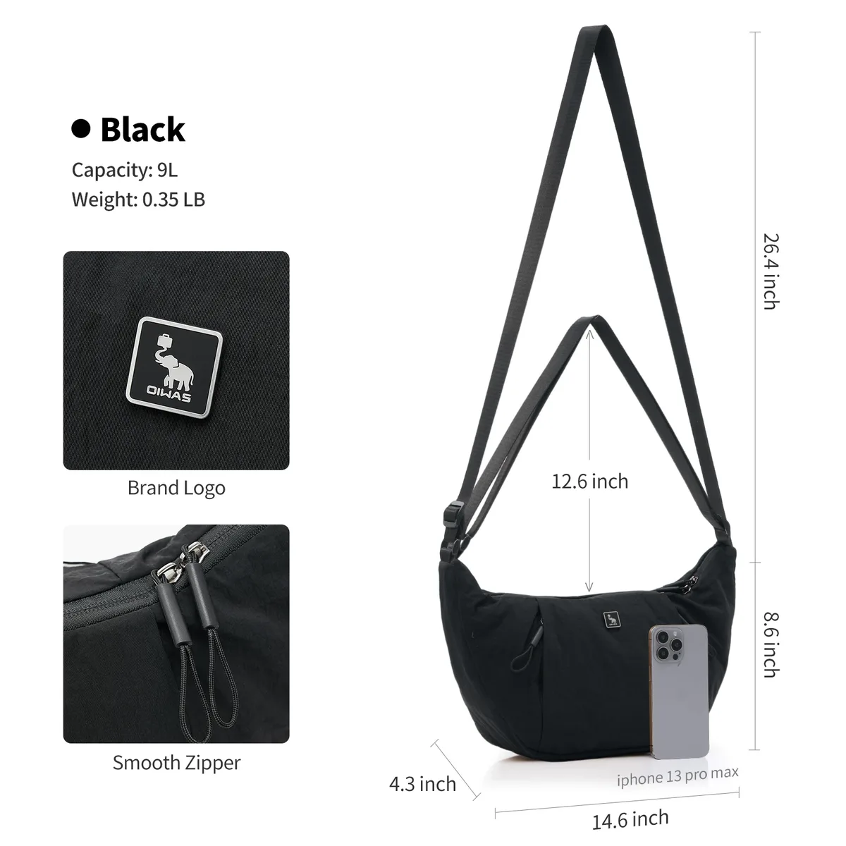 sac bandoulière oiwas en matériau imperméable ultra-léger - sac à bandoulière durable et résistant à l'eau pour un usage quotidien