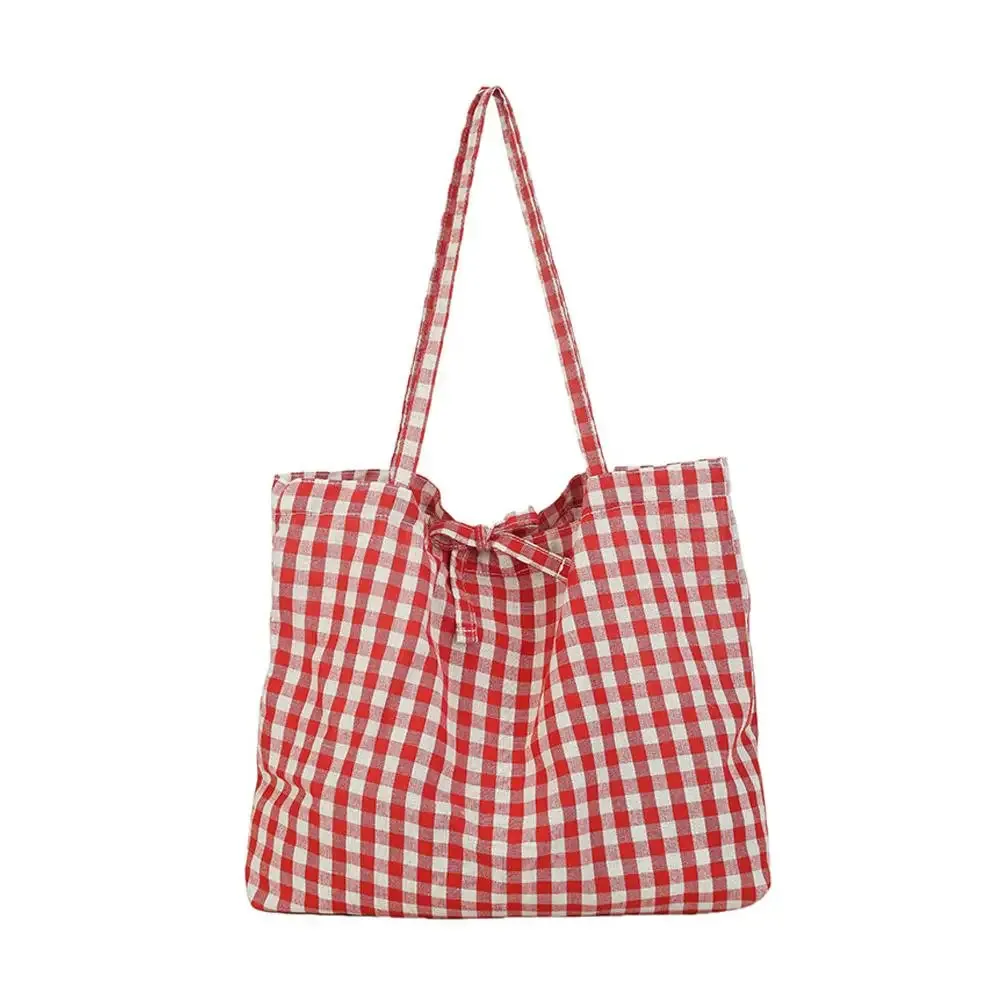 sac fourre-tout à carreaux de grande capacité, sac à bandoulière léger en nylon à carreaux, sac à main classique à carreaux pour femmes, étudiantes et voyages