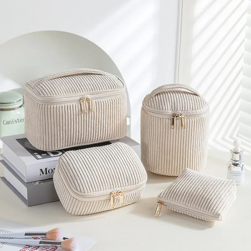 4 pièces sac cosmétique organisateur de rangement de maquillage sac de maquillage gonflé pochette cosmétique pour voyage portable velet grand sac de toilette organiz