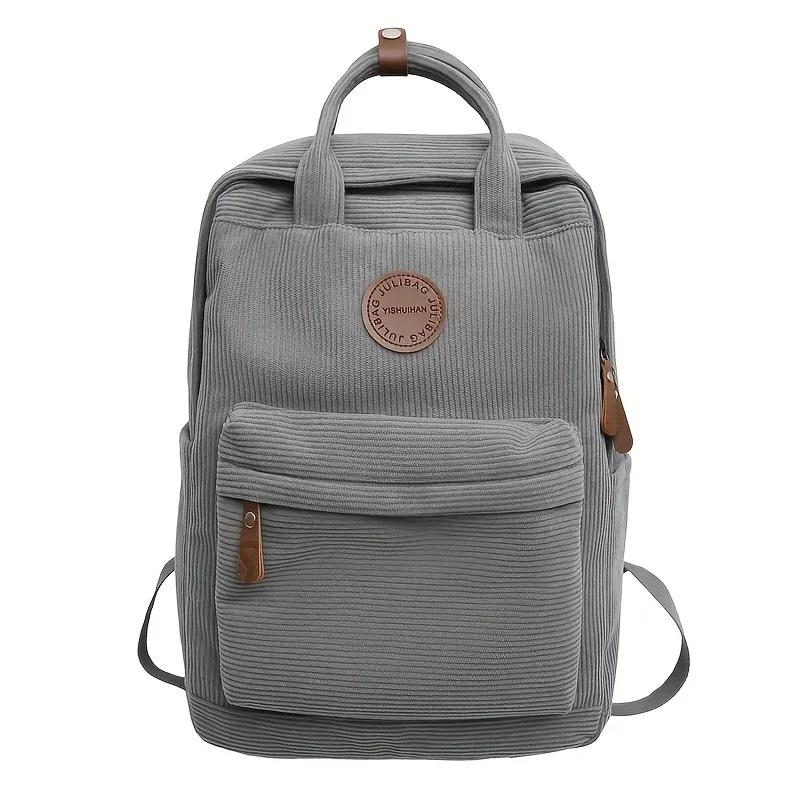 sac à dos décontracté en velours côtelé pour adolescents, 14 compartiments pour ordinateur portable, sac pour lycée et collège avec poche zippée, sacs à dos pour l'école