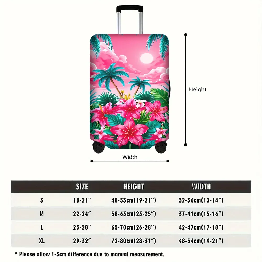 housse valise polyester motif tropical vibrant rose palmiers fleurs hawaïennes protection voyage grande taille