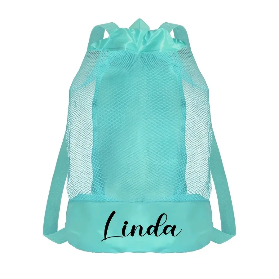 sac voyage maille personnalisation femmes plage gym turquoise rose bleu noir coquillages poche inférieure