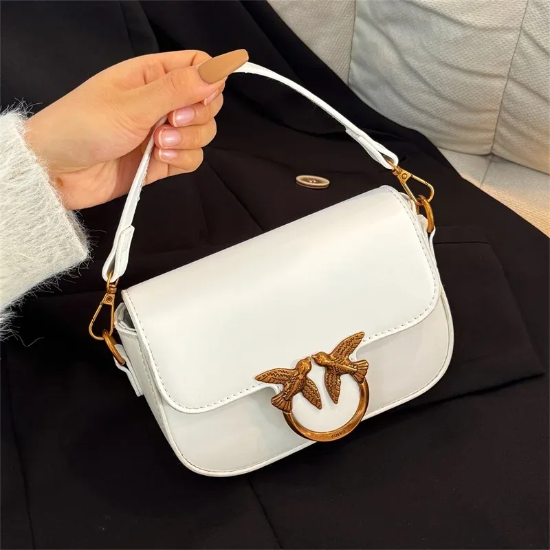 sac à bandoulière haut de gamme en cuir, sac fourre-tout tendance, design élégant, classique, populaire, pour les trajets quotidiens, avec bouton en forme d'oiseau