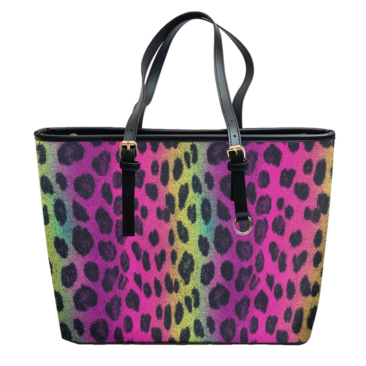 sac à bandoulière en cuir pvc oxford imprimé léopard rose, fourre-tout de voyage léger à fermeture éclair, sac à main de week-end pour le travail quotidien