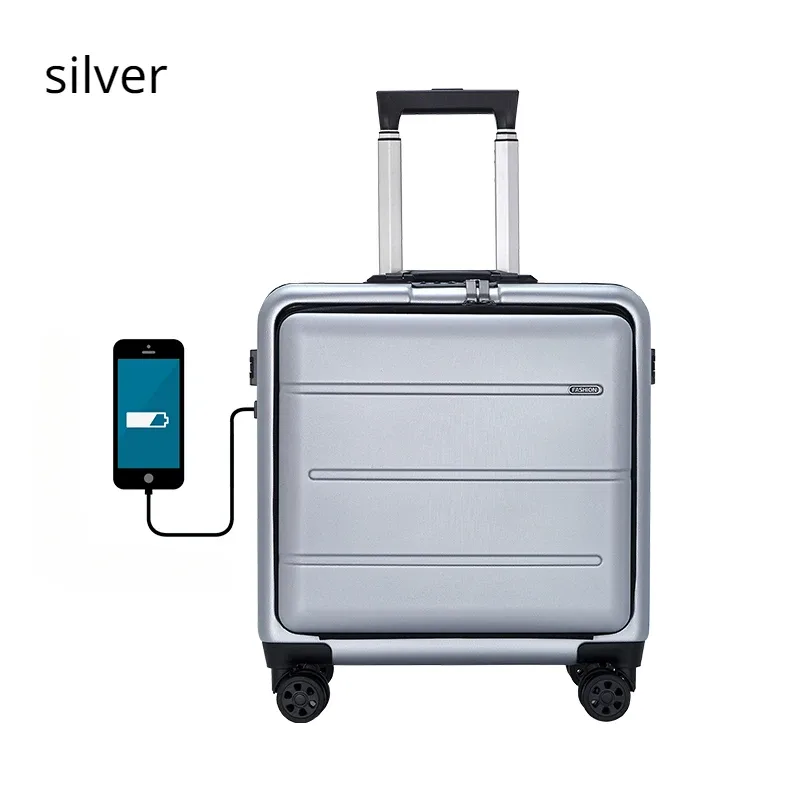 valise pc roulettes toupies gris bleu argent unisexe voyage affaires travels suitcase trolley bagage