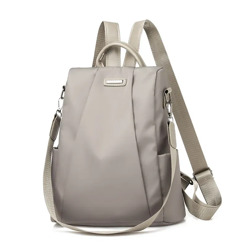 nouveauté vente chaude femmes kaki moyen sac à dos sac à main imperméable en nylon anti-vol sac à dos léger sac à bandoulière