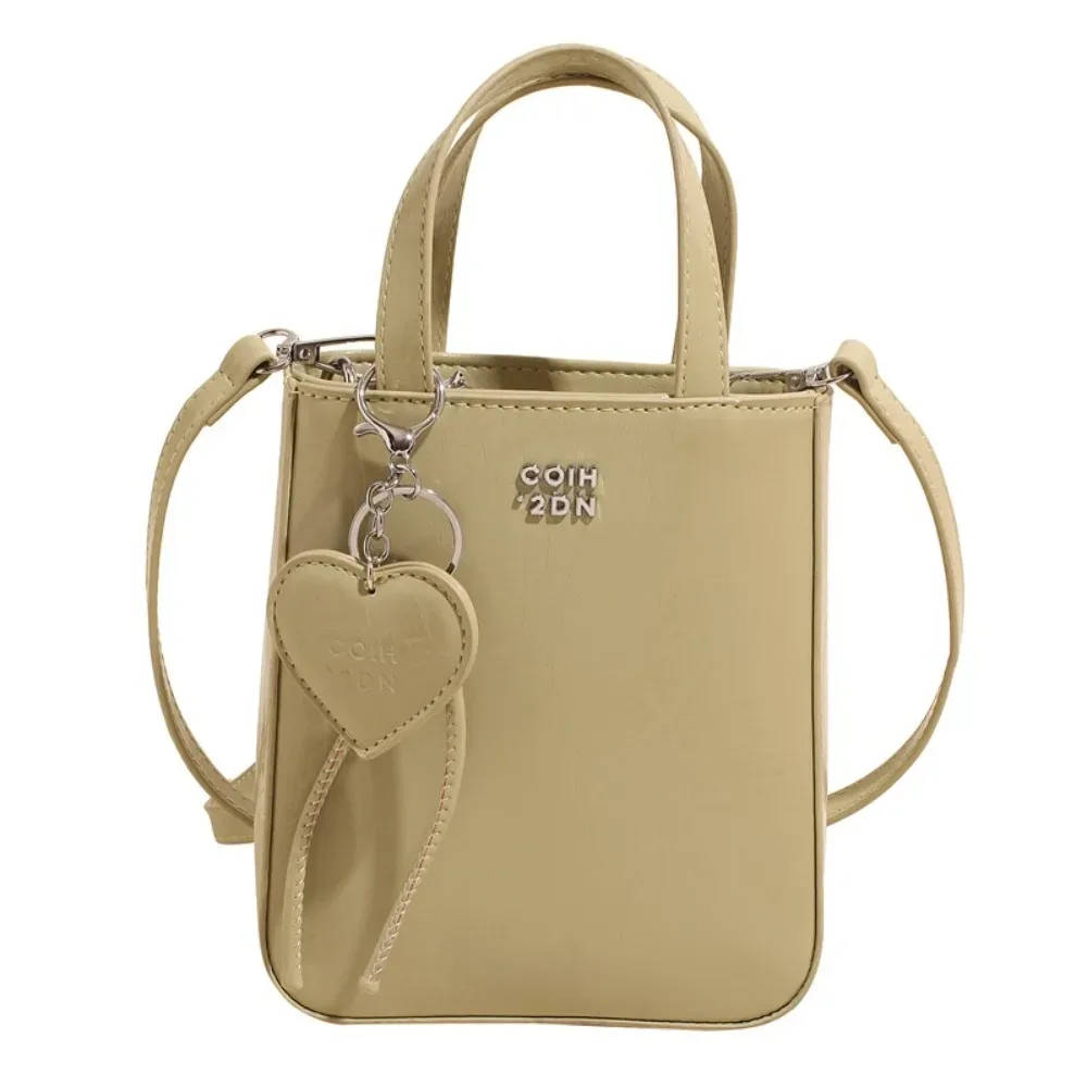 sac à bandoulière en cuir pu pour femmes, petit sac carré chic et polyvalent avec pendentif porte-clés d'amour, sacs à bandoulière de haute qualité