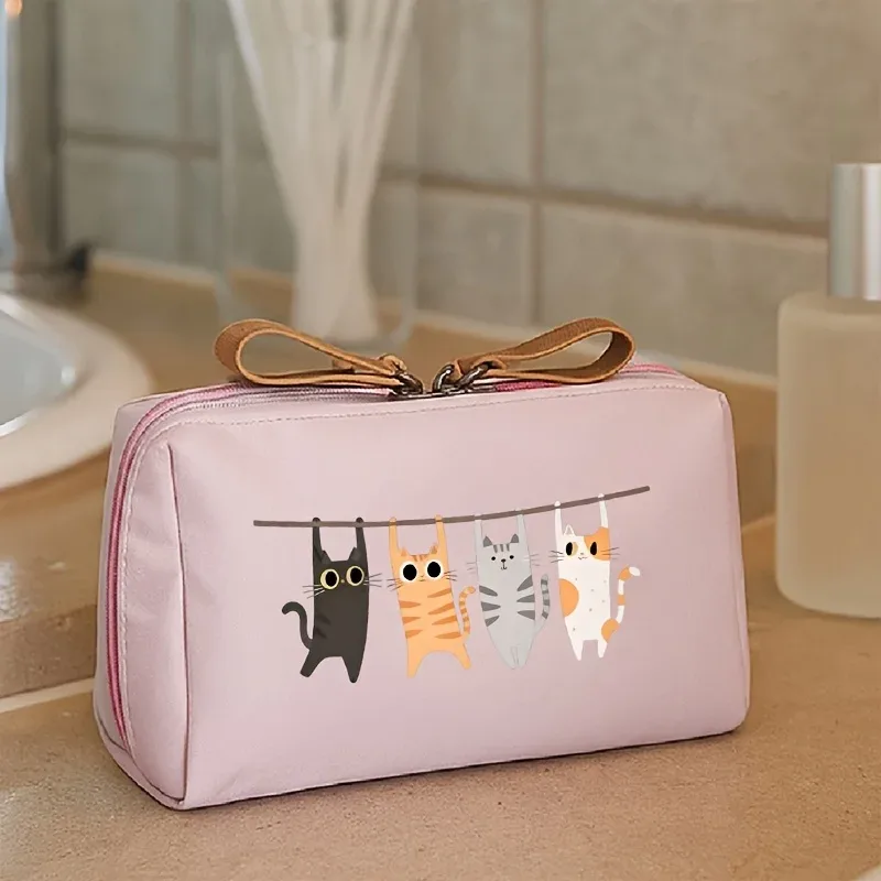 trousse de toilette de voyage charmante pour femme, organisateur de cosmétiques compact à fermeture éclair, sac de rangement portable pour maquillage, accessoires de voyage pour bagages