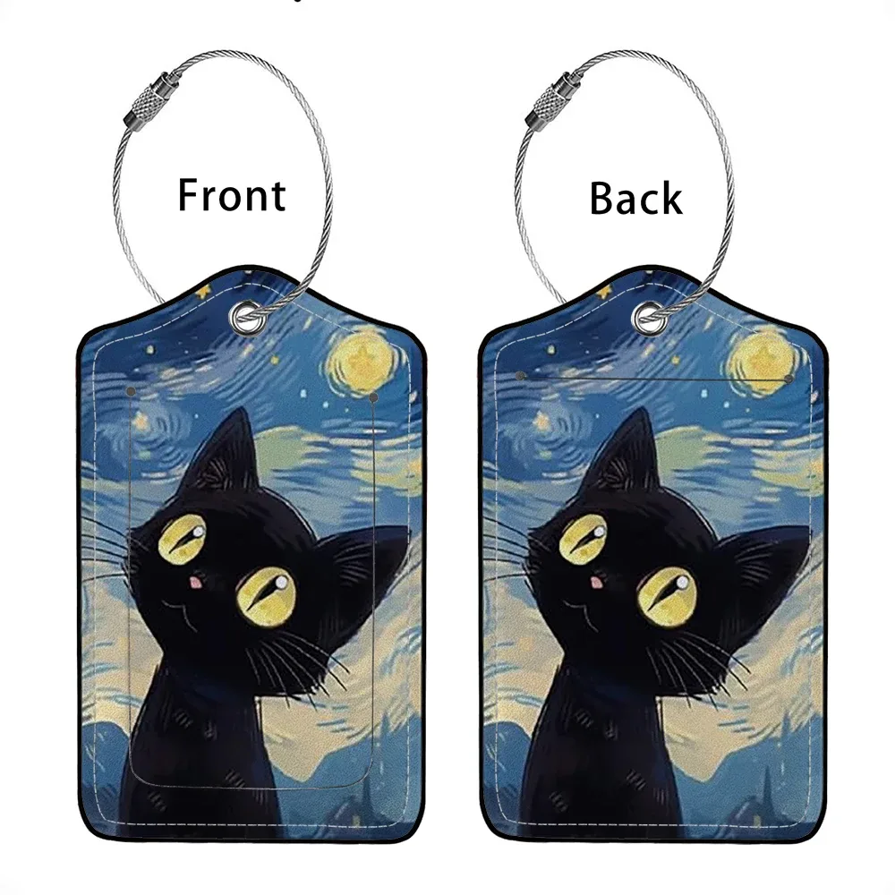 vente flash étiquette de bagage en cuir avec animaux mignons, étiquette d'adresse pour valise, étiquette d'embarquement pour bagage, clip d'identification avec nom et adresse