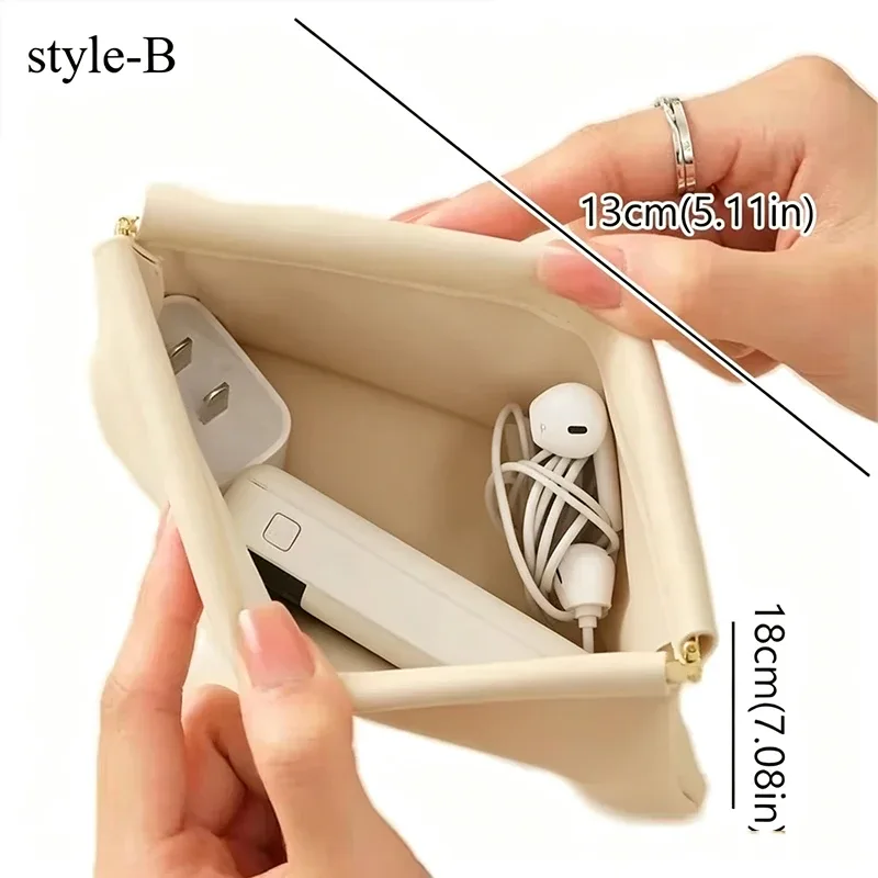 mini sac à fermeture automatique en pu, sac de rangement portable pour écouteurs, câbles de charge, portefeuille zéro, monnaie et rouge à lèvres