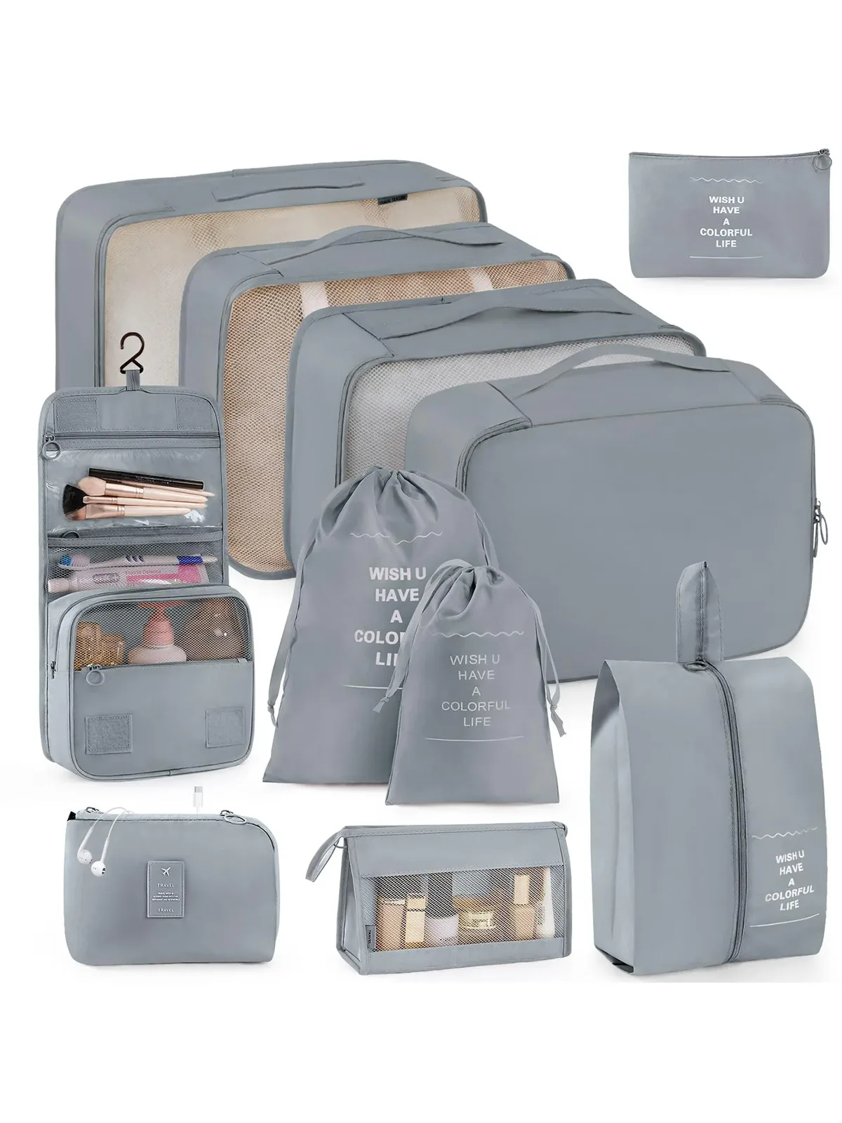 organisateur voyage polyester beige clair poches transparentes visibilité optimal sécurité accrue organiser vêtements accessoires