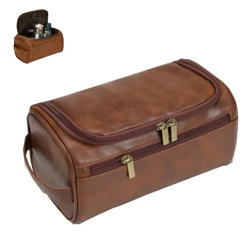 trousse de toilette en cuir pour hommes et femmes, trousse de toilette suspendue pour hommes, trousse de toilette de voyage, grande trousse à cosmétiques pour le voyage