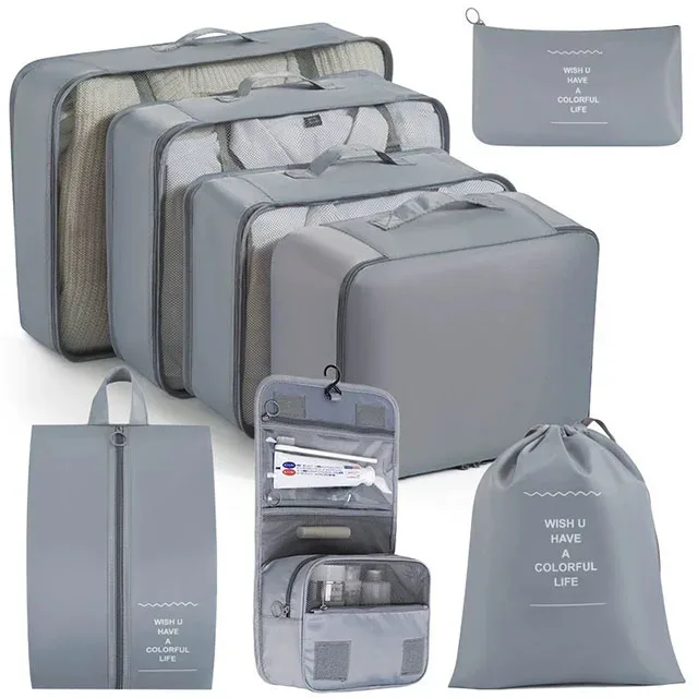 organisateur voyage polyester visibilité sac compresseur vêtements accessoires beige rose pâle léger résistant transport