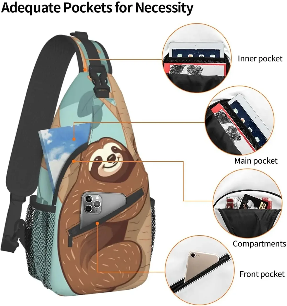 sac dos polyester marron bleu paresseux souriant compacts compartiments poche latérale transports actifs urbains