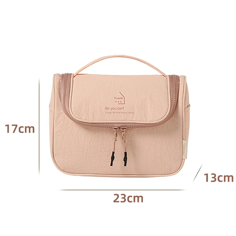 sac de toilette en taslon, imperméable pour voyage, sac de maquillage portable pour femmes, grand espace de rangement pour articles de toilette.