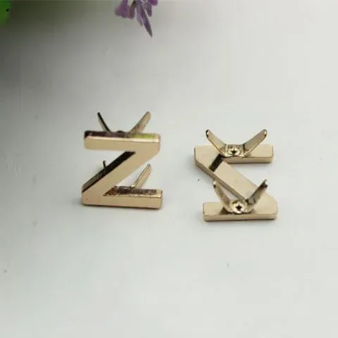 rivets métalliques anglais 26 lettres, 5 pièces, clous à griffes pour sacs, vêtements, chapeaux, décor en cuir, alphabets, artisanat fait à la main
