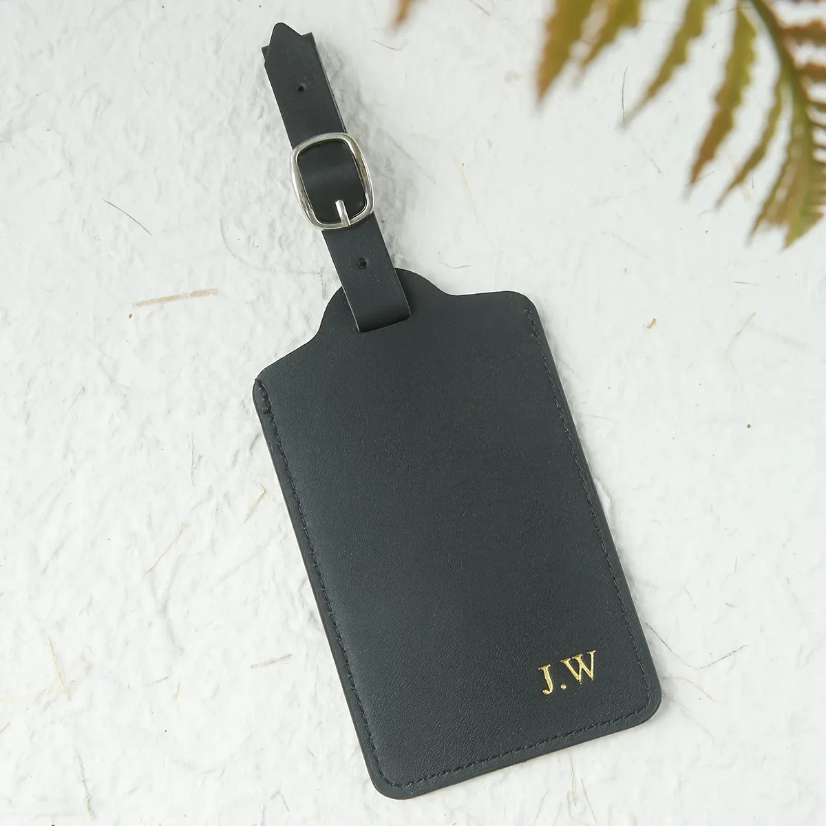 étiquette de bagage personnalisée avec monogramme estampé à chaud, minimaliste, légère, rose, verte, marron, accessoire de valise