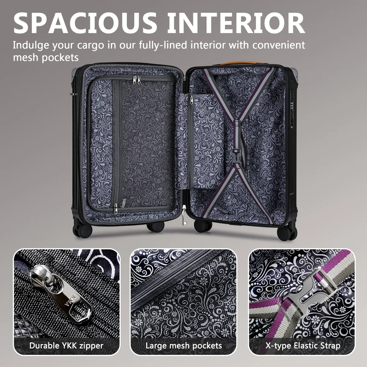 joyway bagage à main 20 pouces avec porte-gobelet et port usb, capacité extensible à 25%, valise intelligente avec roues antidérapantes