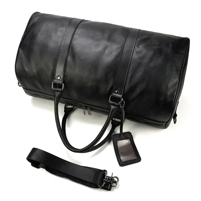 pooloos sacs de voyage en peau de vache naturelle sacs de nuit en cuir imperméables pour hommes bagages à main hommes sac de week-end homme d'affaires 55 cm