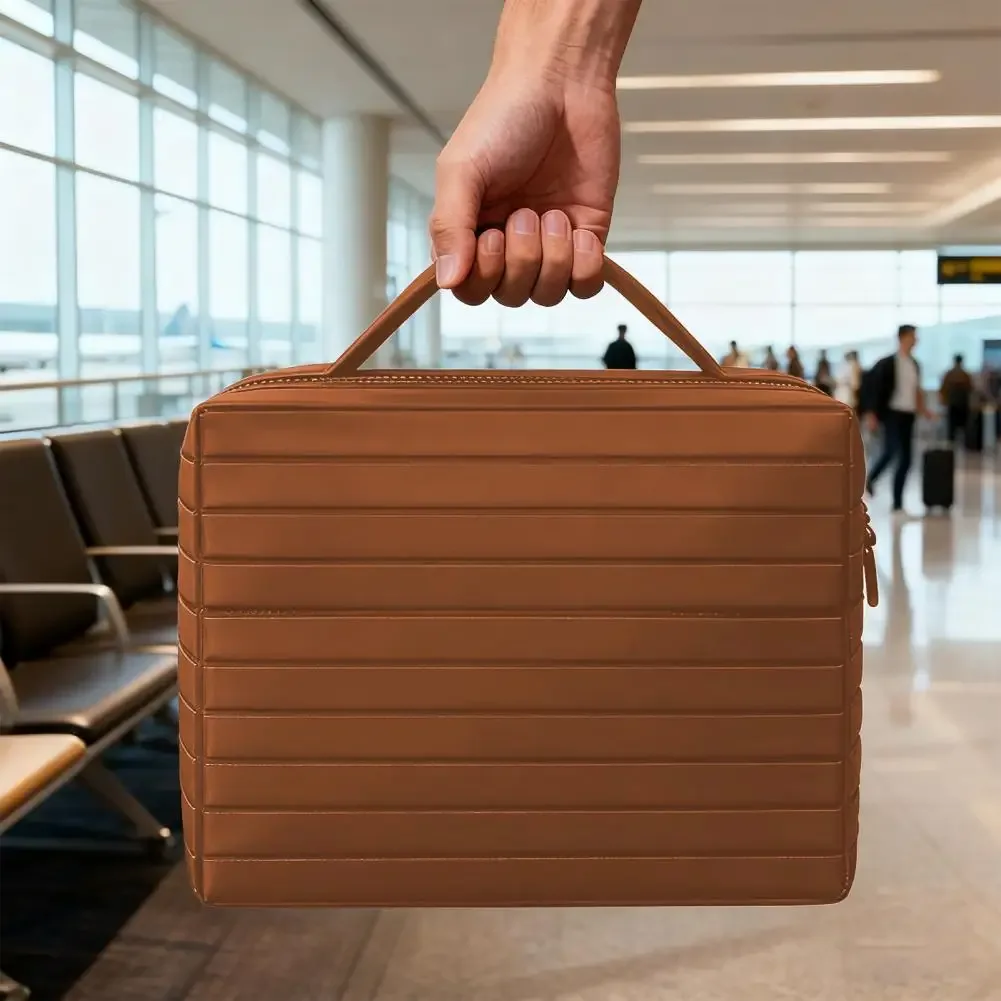 trousse de maquillage de voyage pliable, grande trousse de toilette étanche, organisateur de cosmétiques suspendu avec compartiments anti-déversement pour utilisation au maquillage