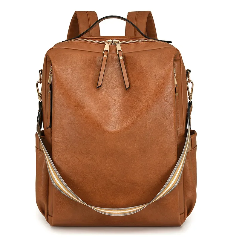 sac à dos rétro unisexe en pu, sac pour ordinateur portable multifonctionnel à la mode pour femmes et hommes
