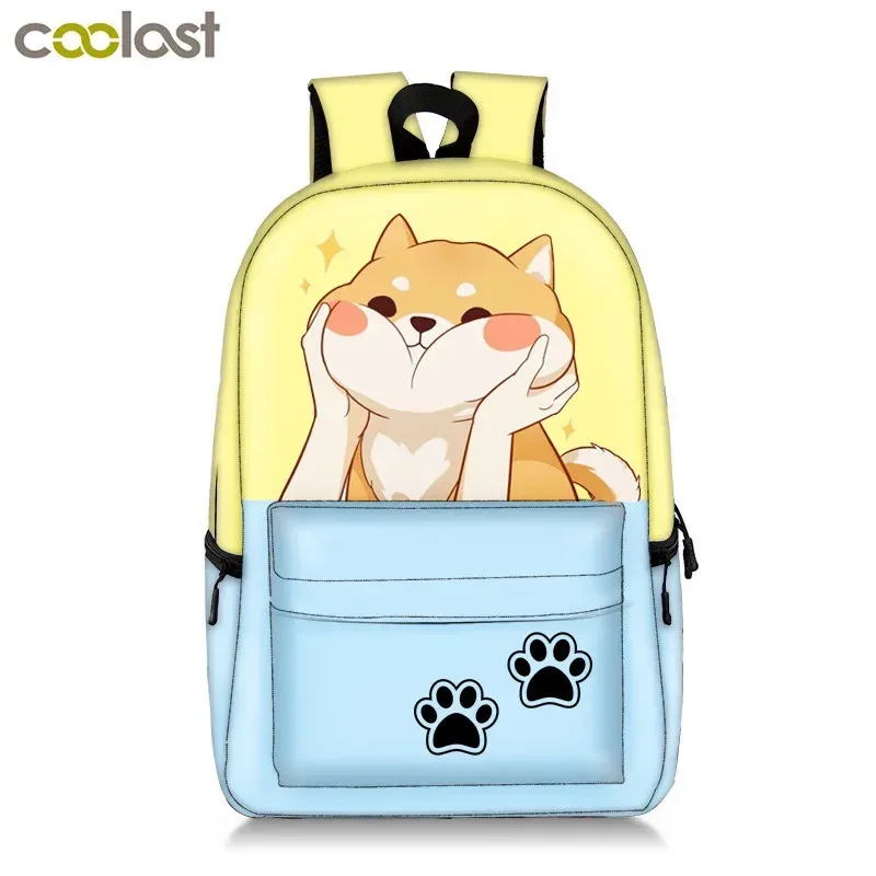 sac à dos imprimé chaton/chien, mignon, pour adolescent, garçon, fille, enfants, cartable pour voyage