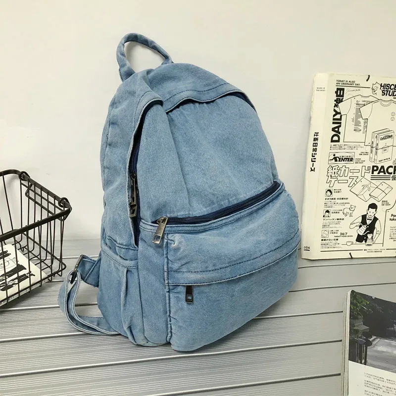 sac à dos en denim gris pour femmes, sac à épaule de voyage de loisirs, sacs d'école à la mode pour garçons et filles, nouvelle collection