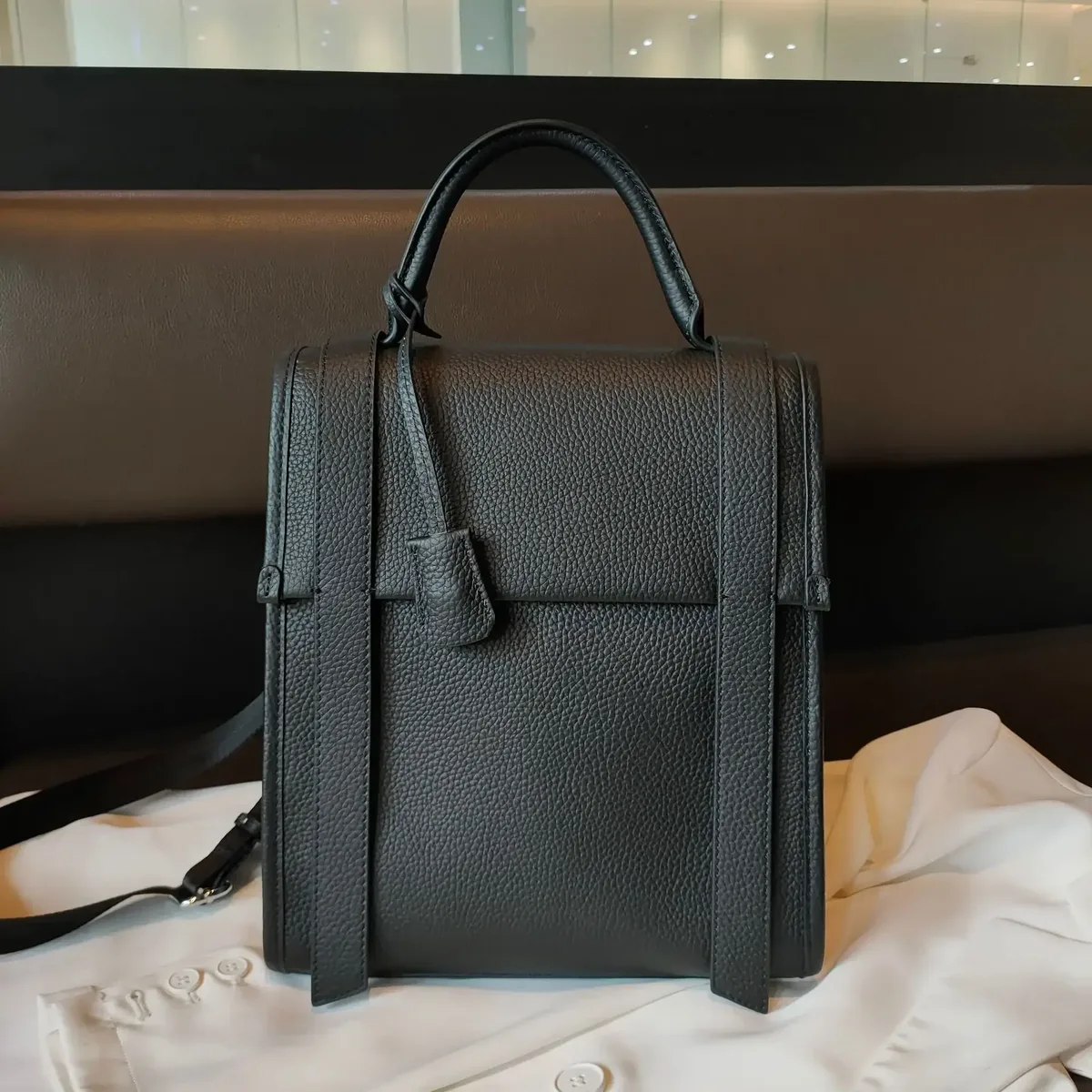 sac à dos en cuir de vache pour femme, grande capacité, style coréen simple, hit-color, full mars, sac double initié pour femme, qualité supérieure, nouveau