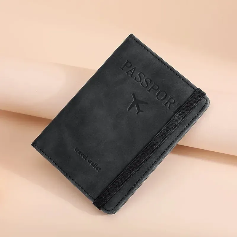 portefeuille porte-passeport à blocage rfid – housse en cuir pu pour hommes et femmes, porte-carte, essentiel de voyage pour les vacances en famille