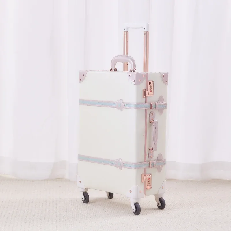 nouveau ensemble de valise rétro antidéflagrant fermeture éclair pp + pc boîtier de chariot à bagages 20/22/24/26 pouces valise de voyage de grande capacité