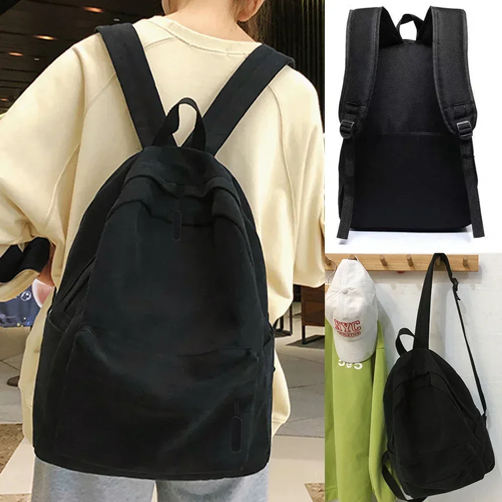 sac à dos noir de grande capacité, sac de voyage léger et simple, sacs d'école pour étudiants, sac de rangement à fermeture éclair pour étudiants