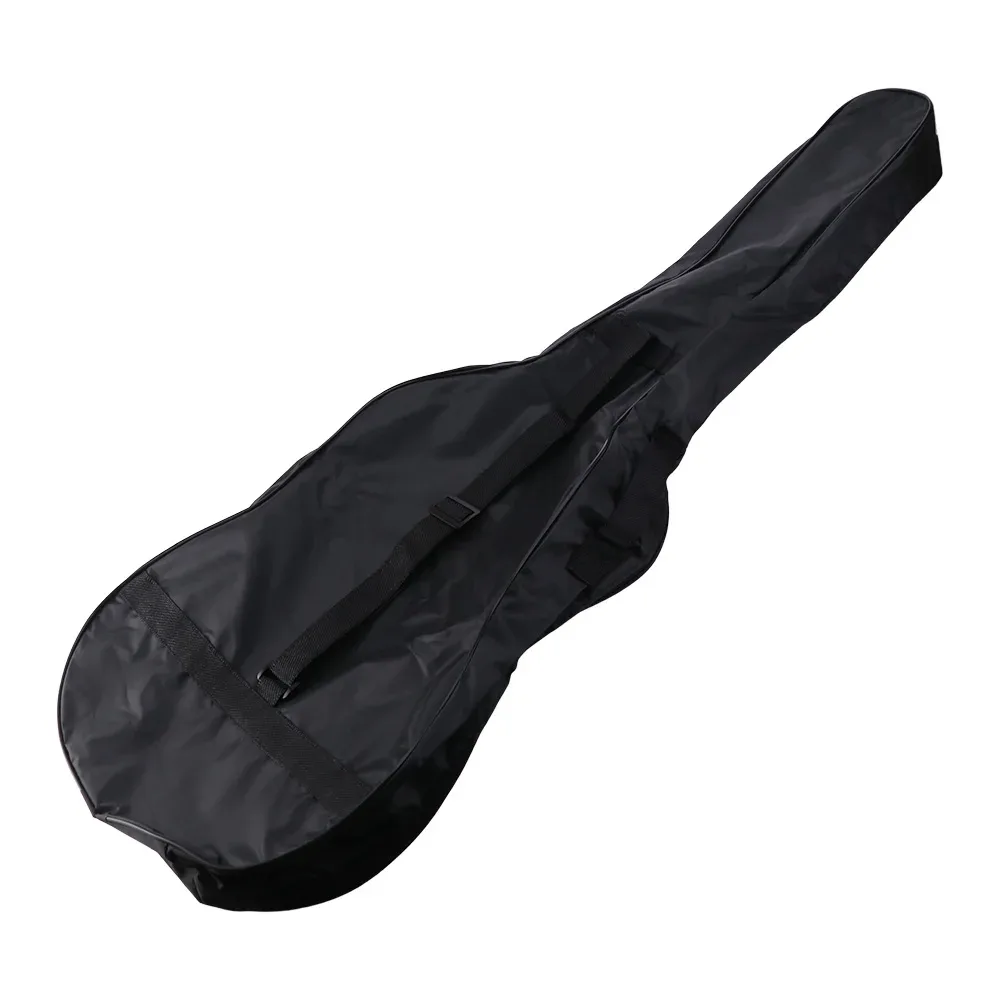 sac de guitare à bandoulière réglable épaisse, imperméable, en tissu oxford, sac à dos de guitare avec fermeture éclair, noir, avec poignée.