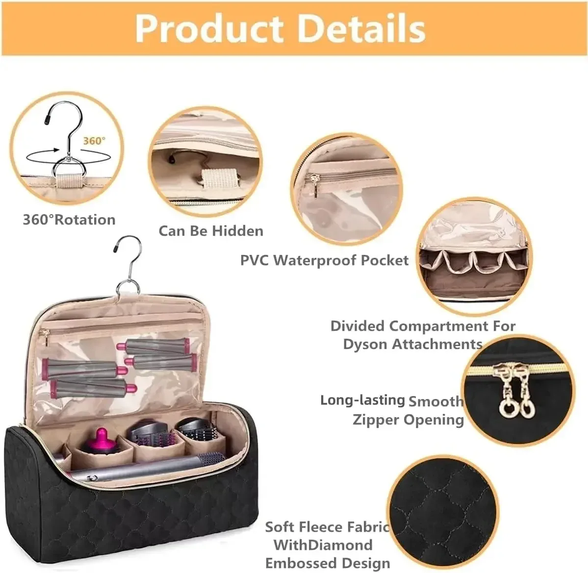 mallette de rangement de voyage organisateur pour dyson airwrap sac de maquillage portable fer à friser sèche-cheveux sac anti-poussière pochette sèche-cheveux étui