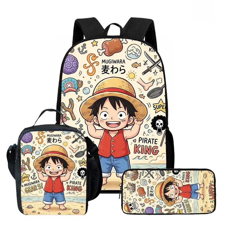 sac dos polyester dessin animé noir motifs personnages animés format 20 35 litres poche ouvrante sangles ajustables usage scolaire voyage