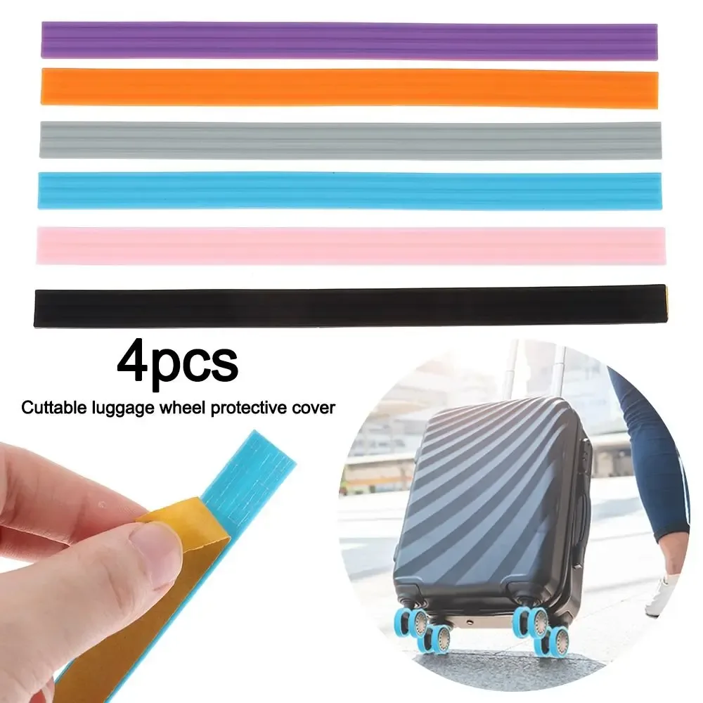 protège roulettes valise caoutchouc rose marron dore orange motif simple couvre bruit voyage bagage ornement protection roues