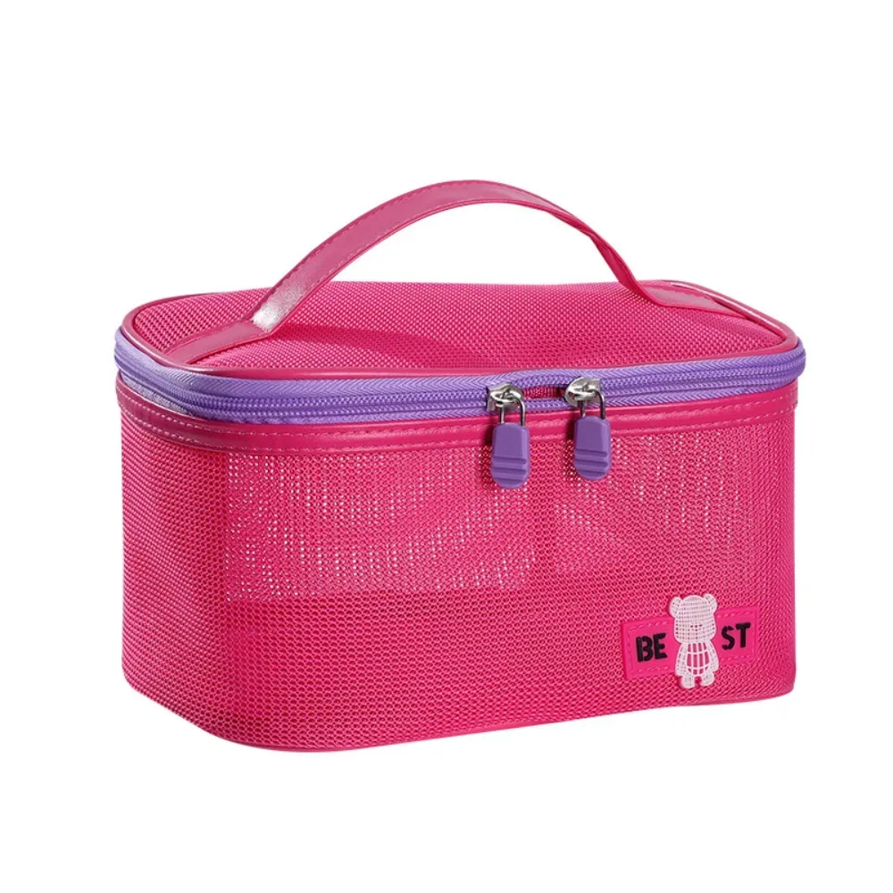 sac de toilette portable en maille, pochette de douche, trousse de maquillage de voyage, sac de rangement de plage à séchage rapide, grande capacité, sac cosmétique en maille
