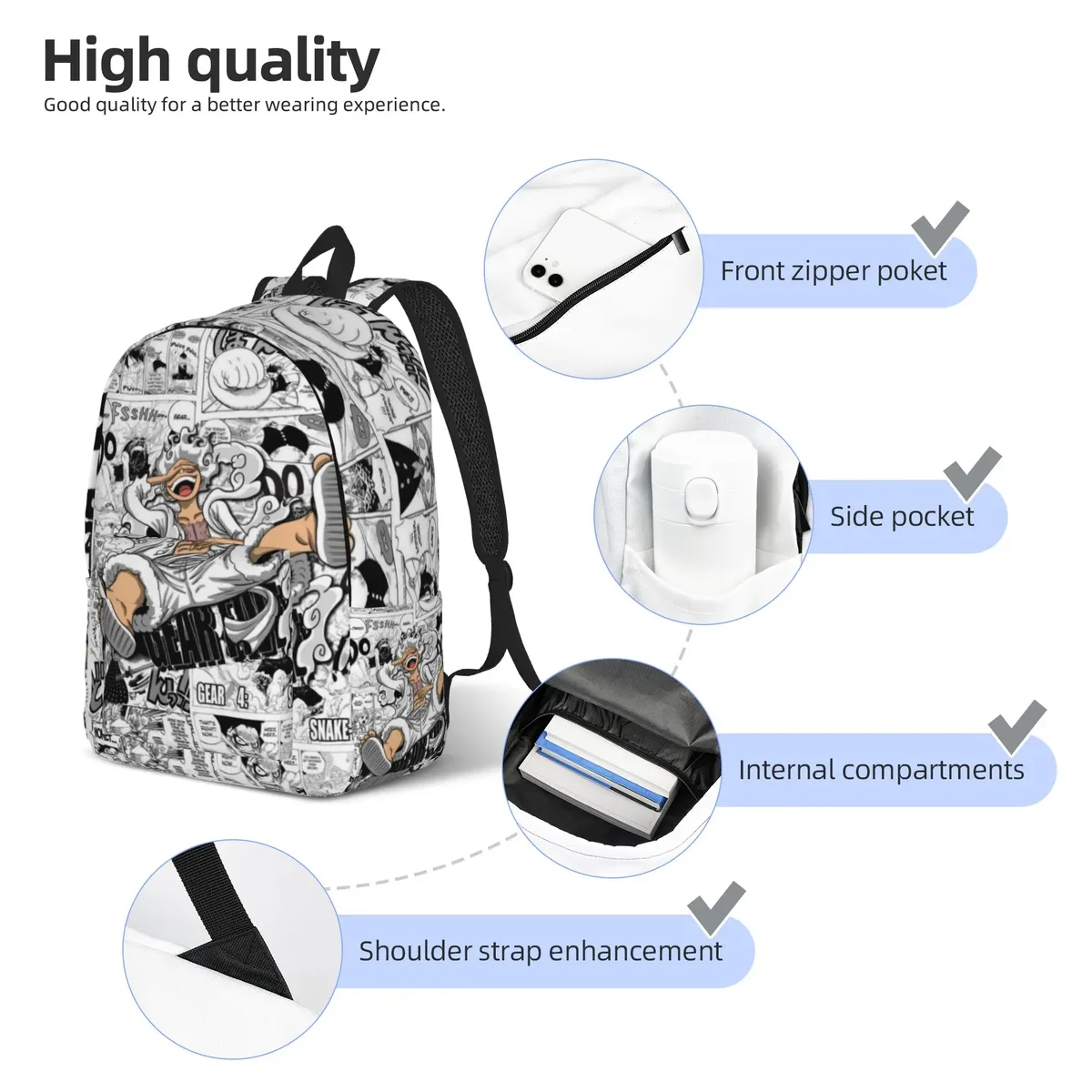 sac à dos luffys o-one-pieces pour hommes et femmes, sac à dos décontracté pour étudiants, sac à dos de travail, sacs en toile pour l'université, durables