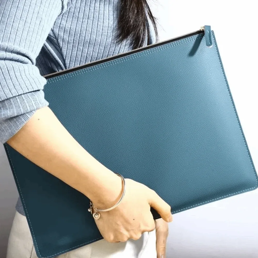 Porte-documents en cuir PU A4 avec fermeture éclair, sac à documents imperméable, plusieurs couleurs, mallette d'affaires haut de gamme