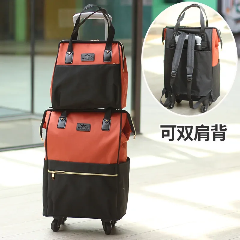 valise de voyage simple et portable de grande capacité pour femmes, sac à roulettes, sac à dos, sac d'embarquement, 2025
