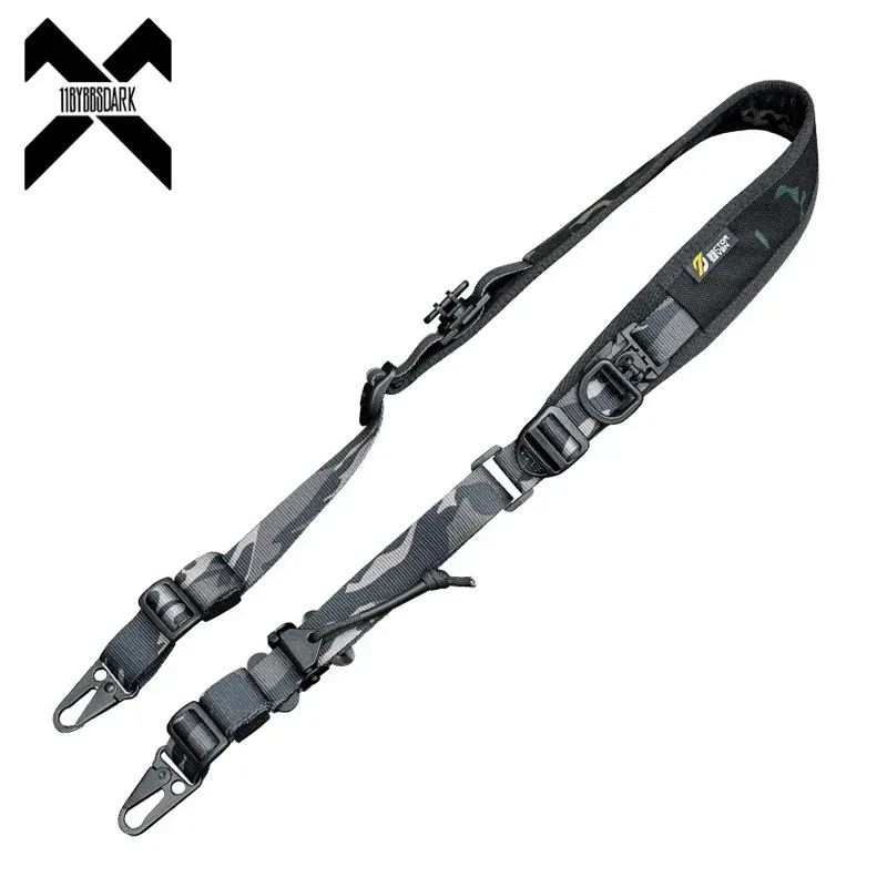 Sangle Tir Camouflage Noir Gris Tissu Résistant Clips Métalliques Boucle Serrage Accessoire Sport Militaire Nylon