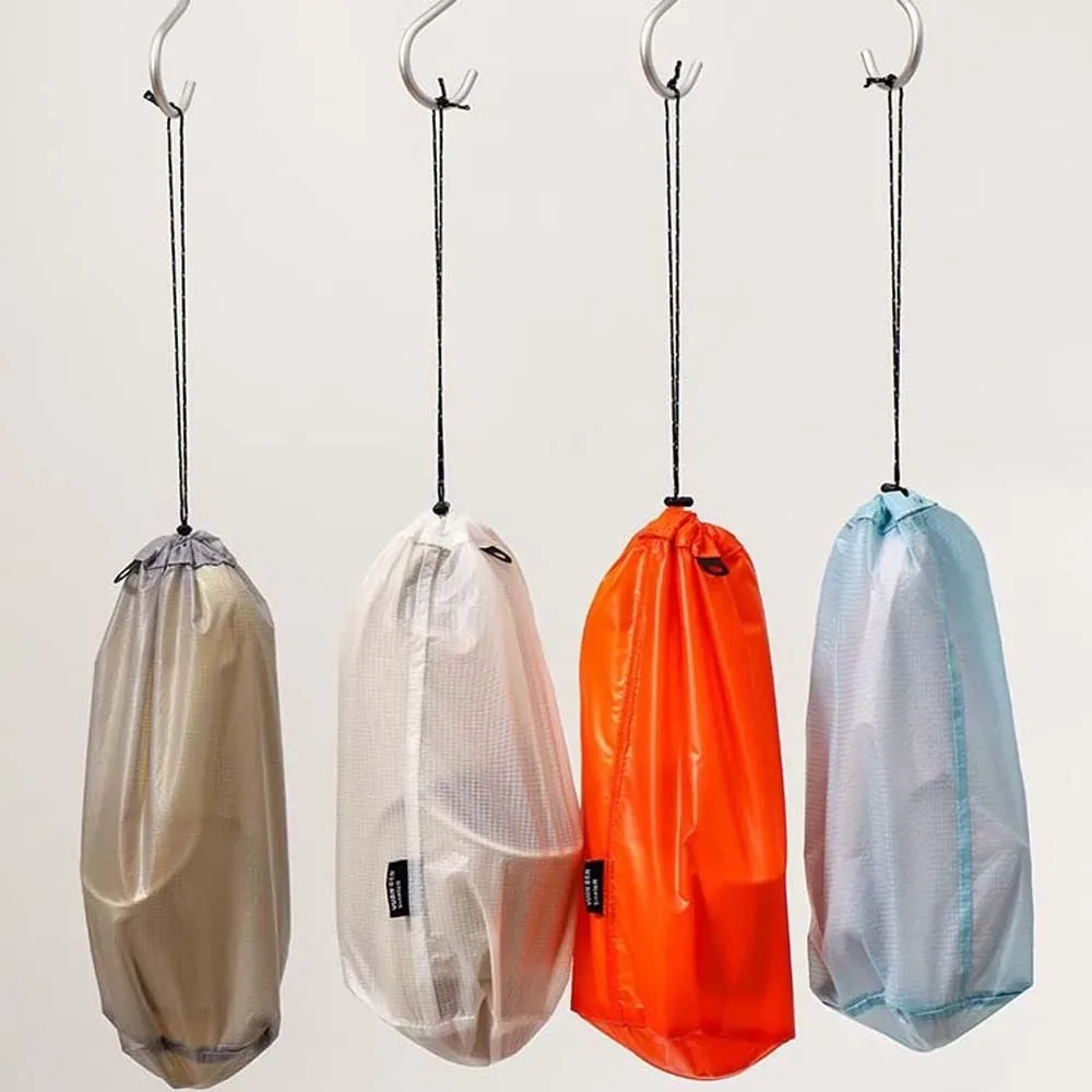 sac de rangement pour pantoufles en nylon enduit de silicone, pochette à cordon de couleur unie, sac à chaussures anti-poussière et imperméable