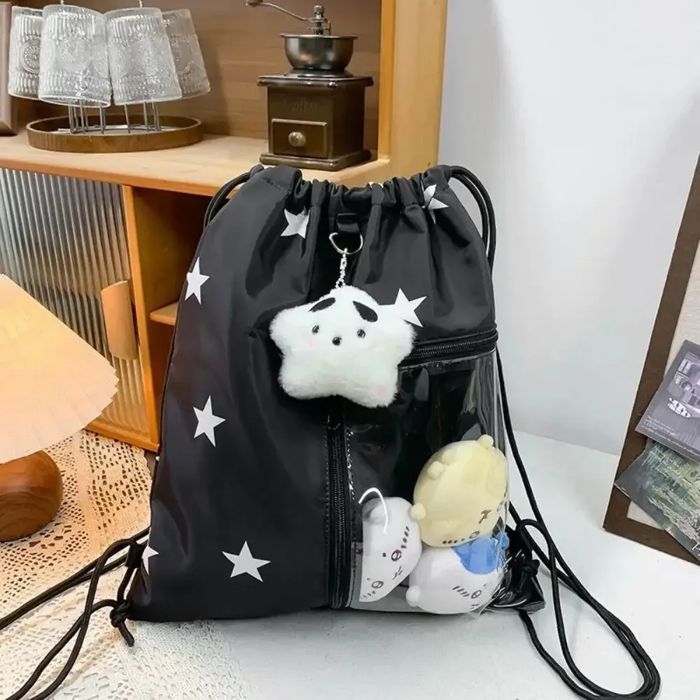 sacs à dos en toile avec cordon de serrage imprimé étoile original pour femmes et filles, sac rétro décontracté dstring y2k pour étudiantes, sac de poupée tendance pour jeunes