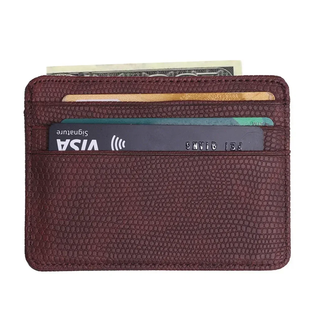 mini portefeuille de voyage en cuir pu, porte-cartes, motif lézard, fenêtre d'identification, étui pour hommes et femmes, organisateur de portefeuille compact