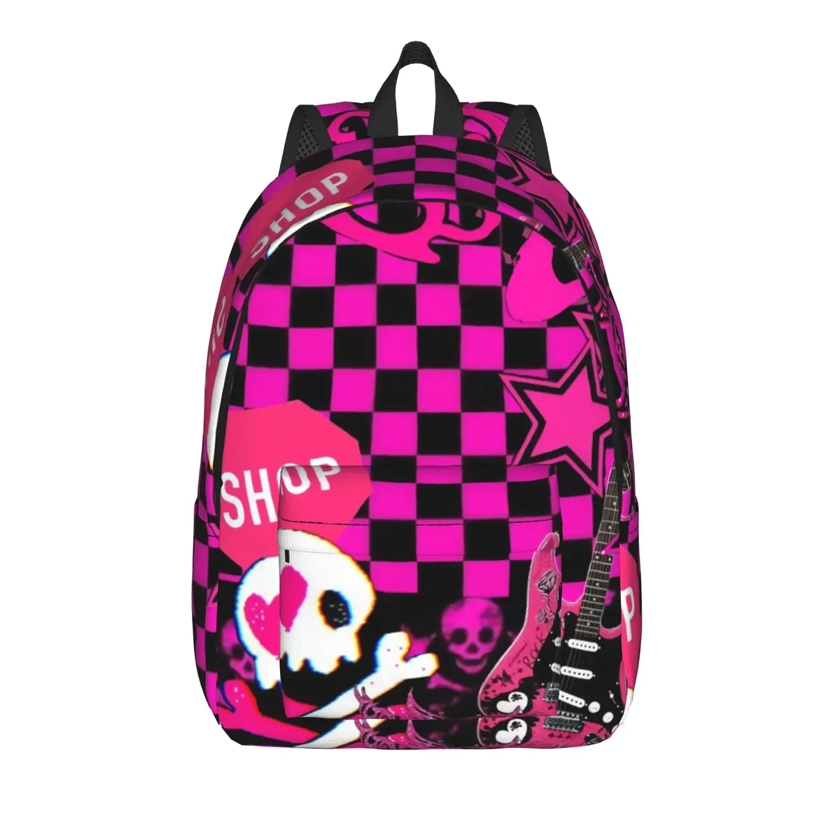 sac à dos punky pink emo, style outdoor, design étudiant, respirant, joli sac à dos scolaire