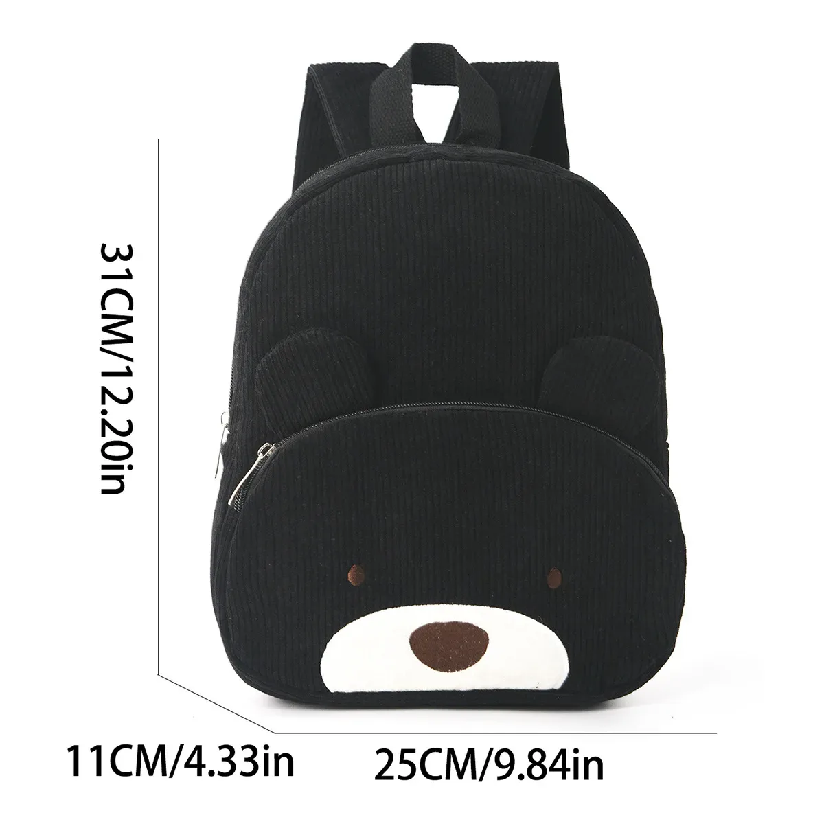 sac à dos en velours côtelé ours de dessin animé personnalisé pour tout-petits, grande capacité, nom brodé, sac en peluche