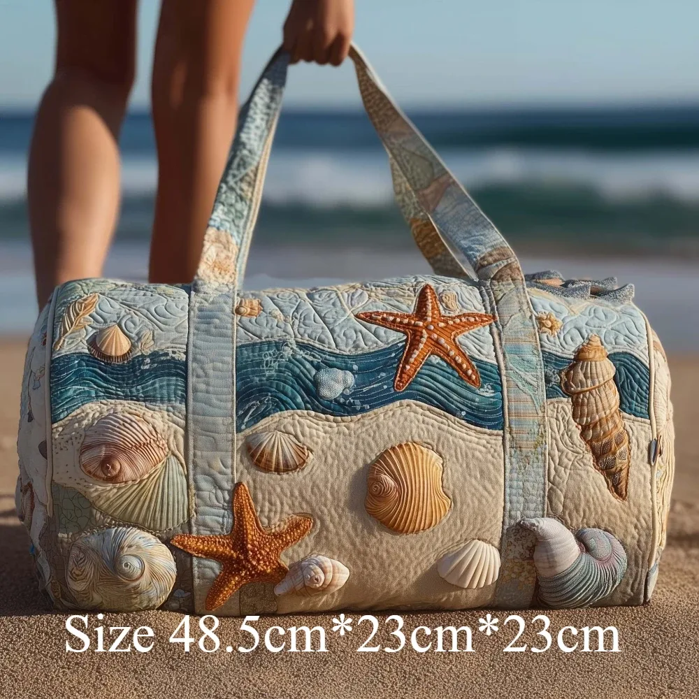 sac de plage matelassé 3d pour hommes et femmes, imprimé en relief y2k, coquillage, palmier, sac de voyage, sac de plage d'été