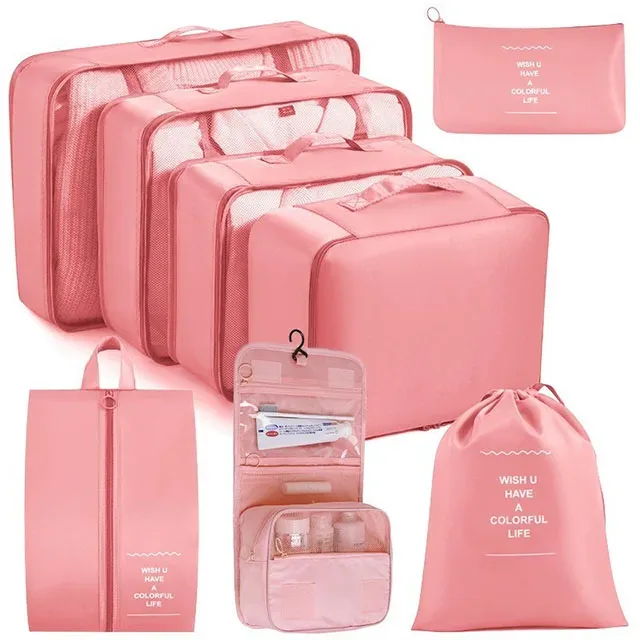 organisateur voyage polyester visibilité sac compresseur vêtements accessoires beige rose pâle léger résistant transport