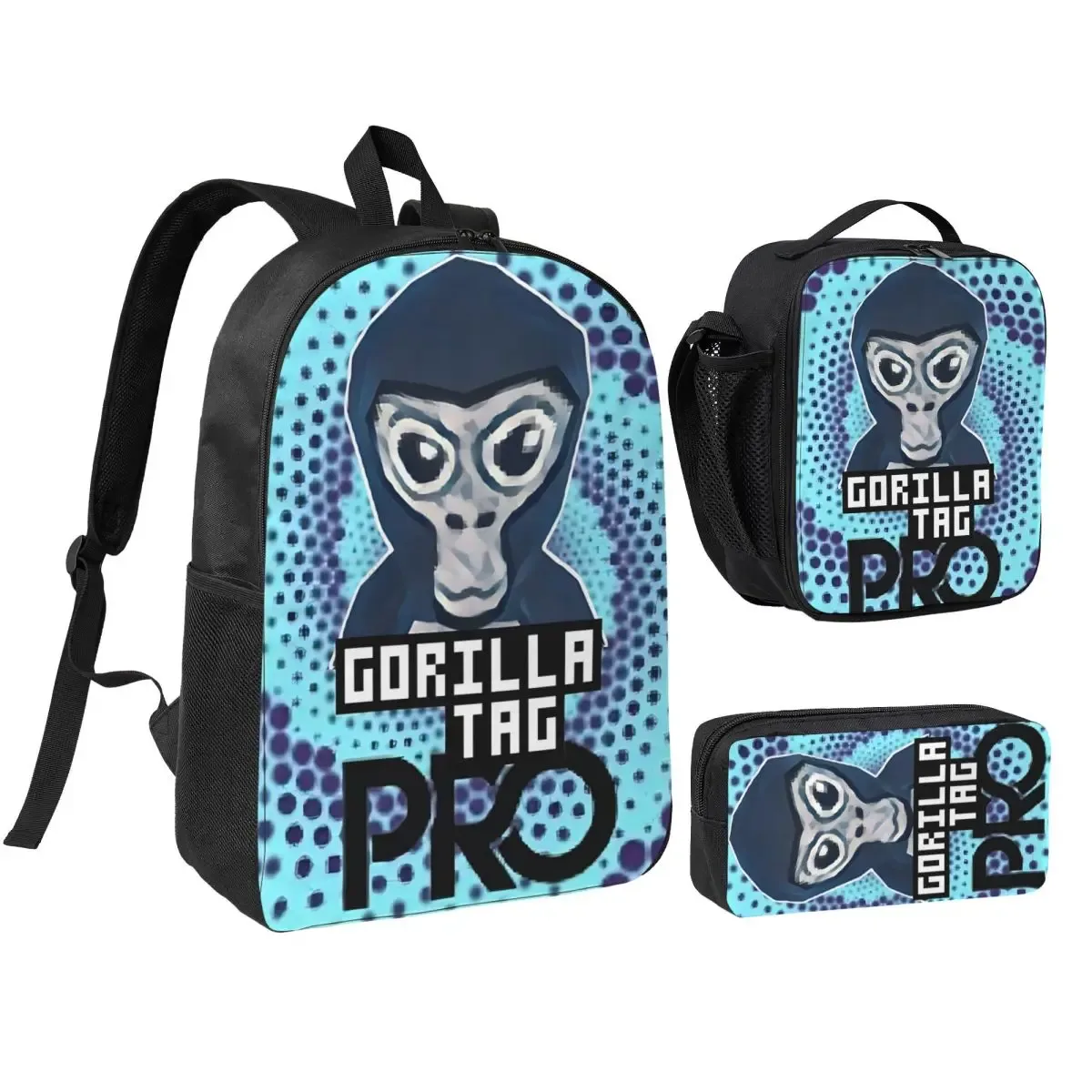 sac dos polyester motifs colorés pochette noire sac lunch lumineux transport jour usage voyage