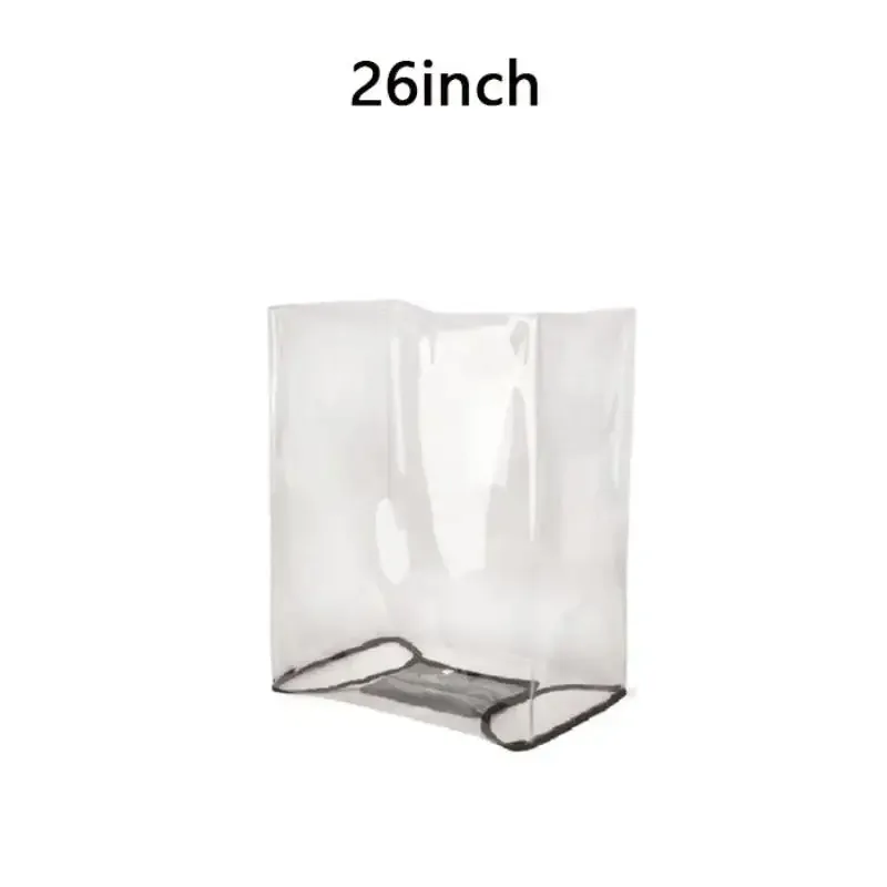 housse valise protection nylon transparente voyage rose rayures verticales pods leger compact angles droits pods cabine